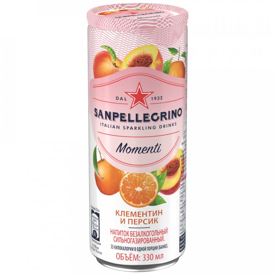 Напиток Sanpellegrino Momenti Мандарин и Персик сокосодержащий газированный 0.33 л