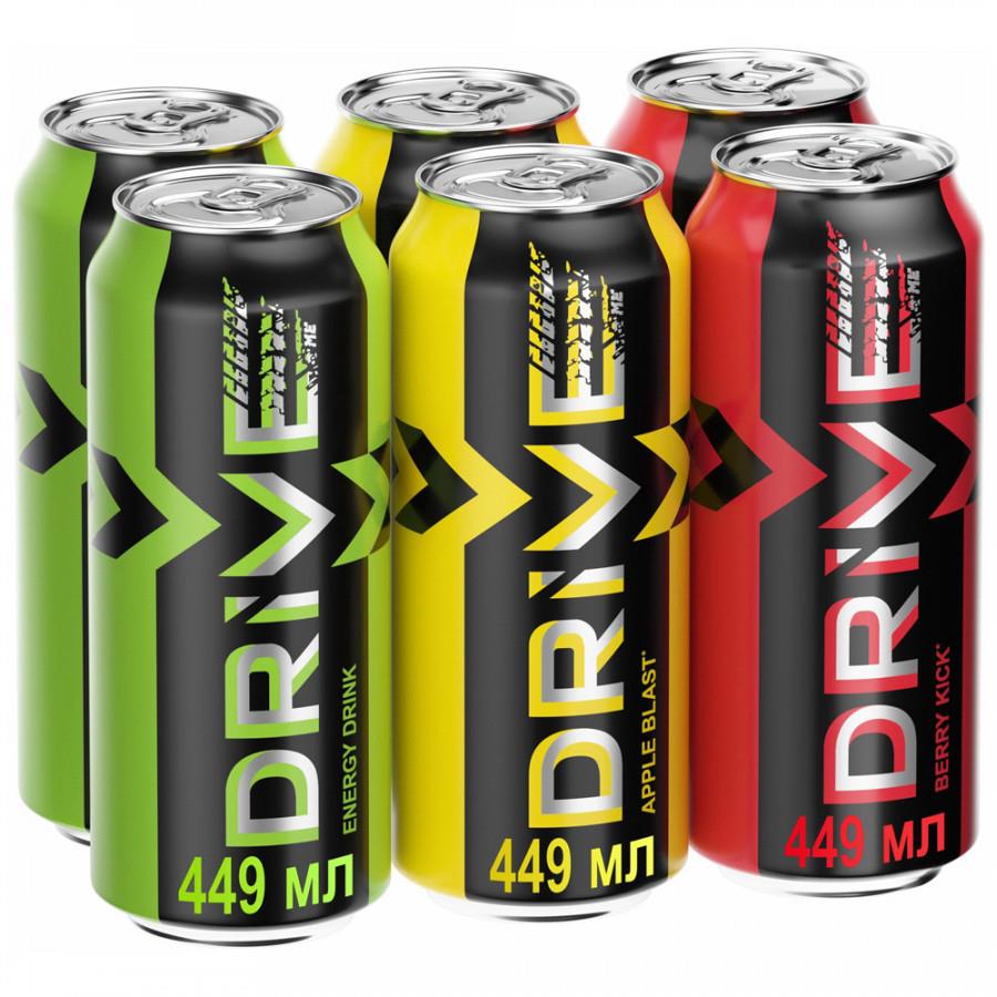Энергетический напиток Drive Me Микс 3 вкуса 6 штук по 0.45 л
