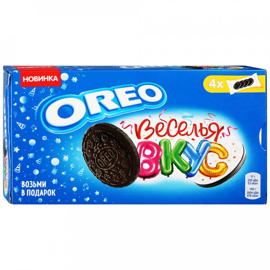 Печенье Oreo Веселья Вкус со вкусом какао начинкой карамели и цветной кондитерской посыпкой 176 г