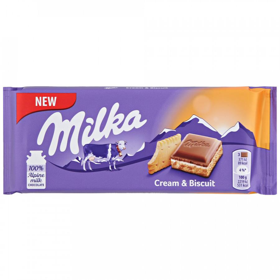 Шоколад Milka молочный с прослойкой нежного крема и печеньем 100 г