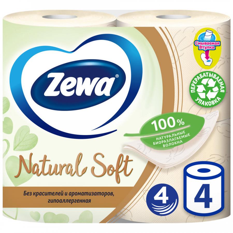 Туалетная бумага Zewa Natural Soft 4-слойная 4 рулона