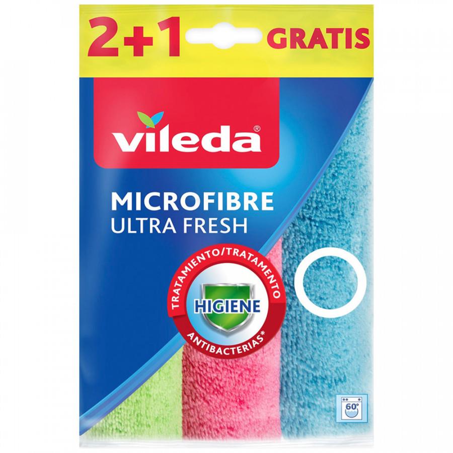 Салфетка для уборки Vileda из микрофибры Ультра Фреш 32x32 см 3 штуки
