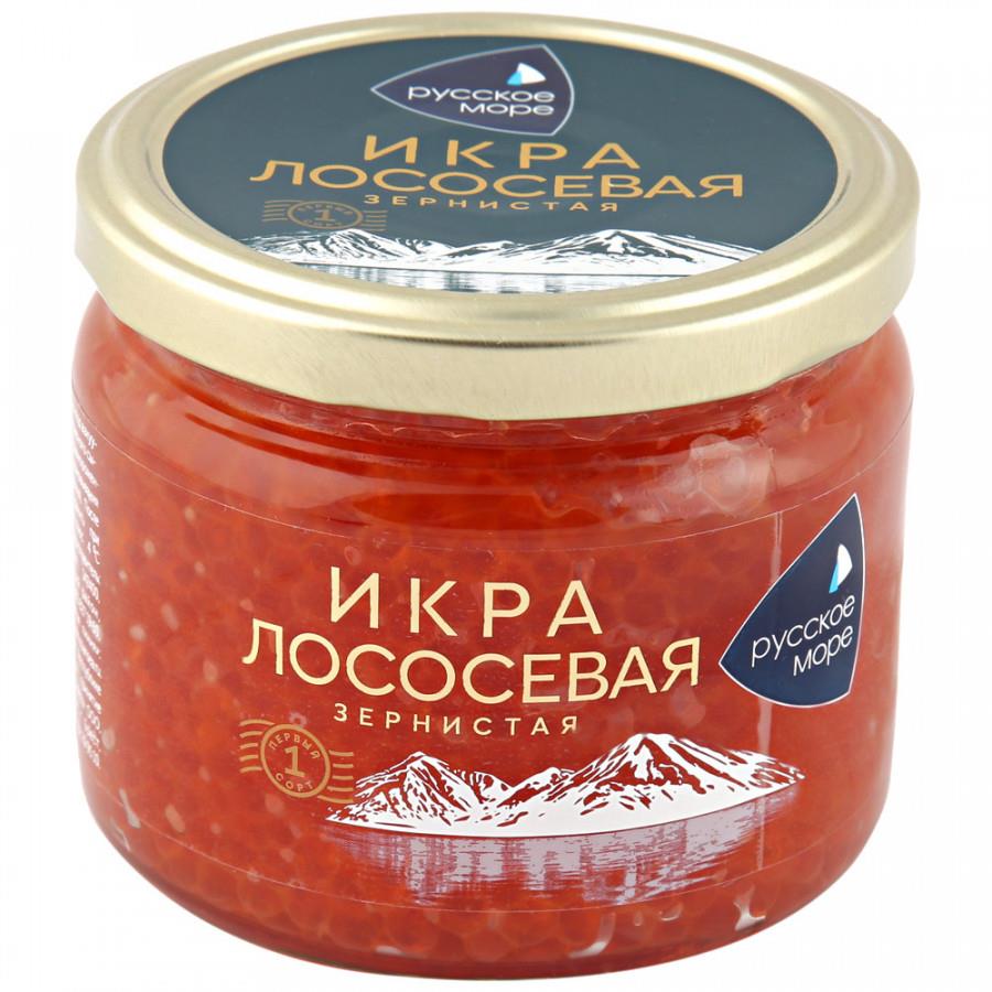 Икра лососевая горбуши Русское море зернистая соленая 310 г