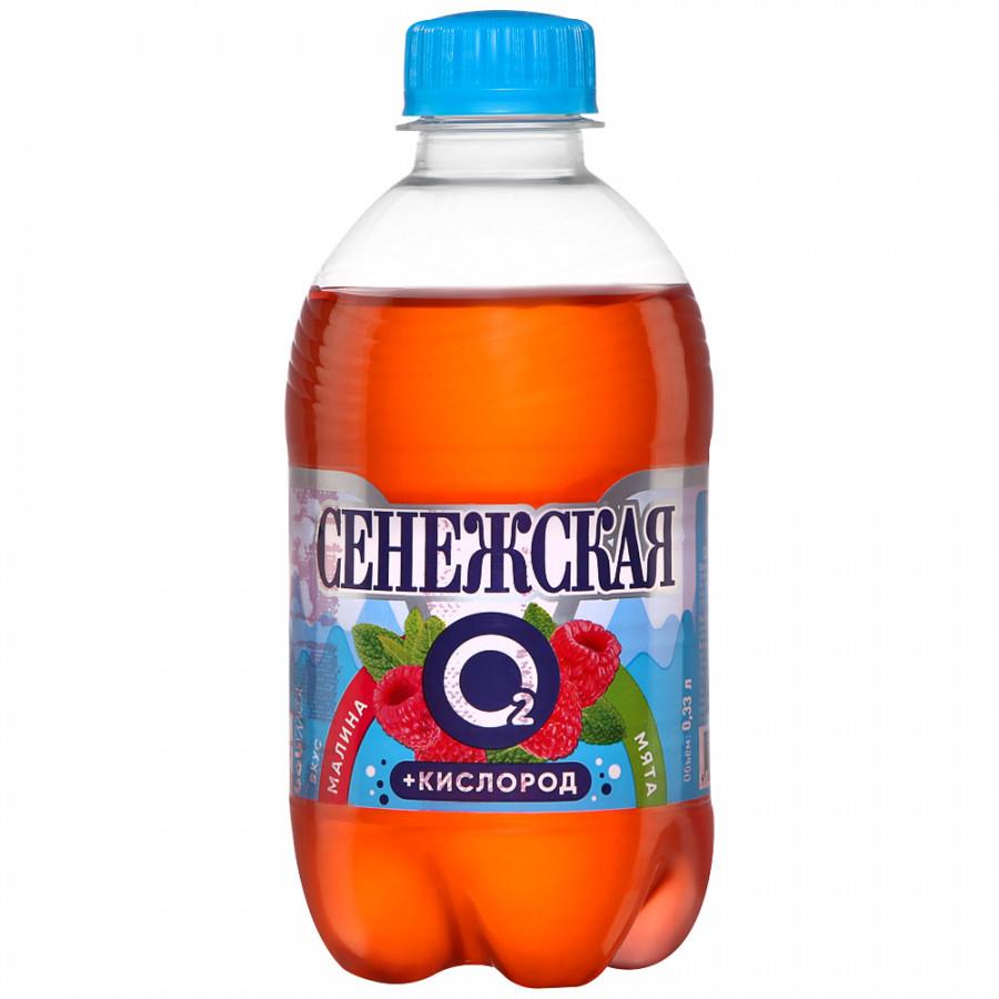 Вода питьевая Сенежская + кислород со вкусом малины сильногазированная 0.33 л