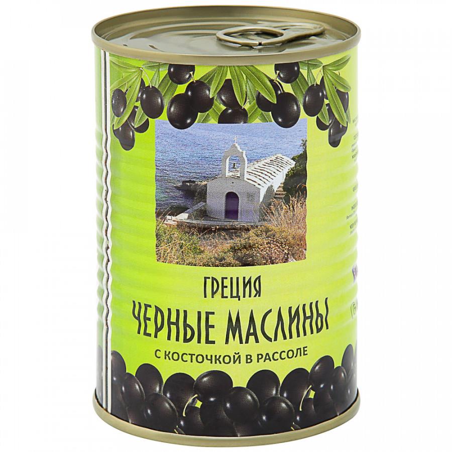 Маслины Монастырские Оливы Черные с косточкой 425 г