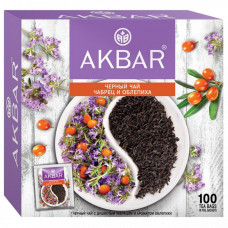 Чай Akbar Чабрец и облепиха черный 100 пакетиков по 1.5 г