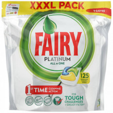 Средство для мытья посуды в посудомоечной машине Fairy Platinum All in 1 Лимон в капсулах 125 штук