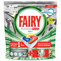 Средство для мытья посуды в посудомоечной машине Fairy Platinum Plus All in 1 Лимон в капсулах 50 штук