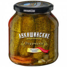 Огурчики Лукашинские маринованные по-домашнему со сладким перцем 670 г