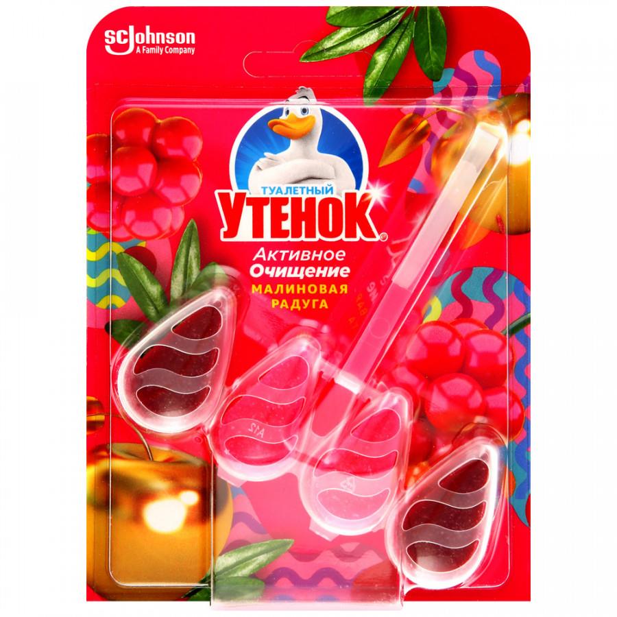 Средство чистящее для унитаза Туалетный утенок Активное очищение Малиновая радуга подвесной блок 38.6 г