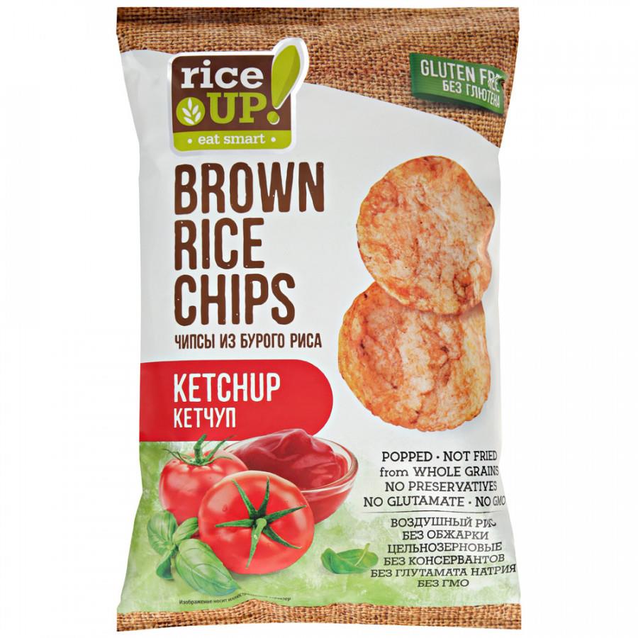 Чипсы из воздушного бурого риса Rice Up! цельнозерновые со вкусом кетчупа 60 г
