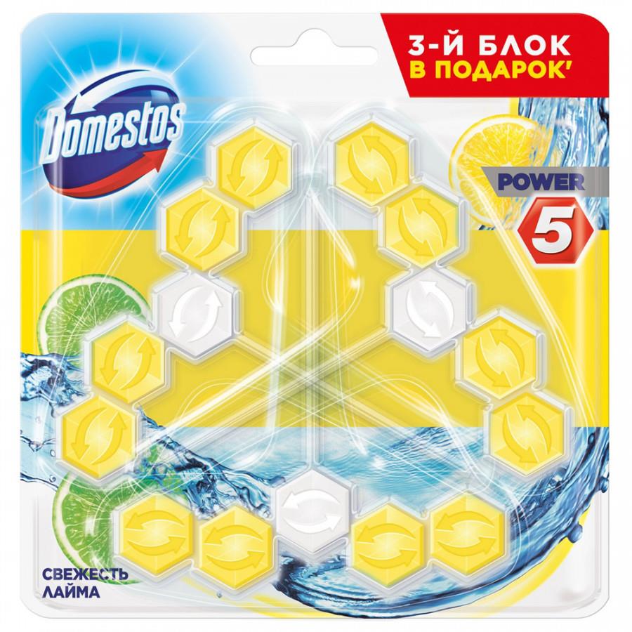 Средство чистящее для унитаза Domestos Power 5 Trio Свежесть Лайма подвесной блок 3 штуки по 55 г