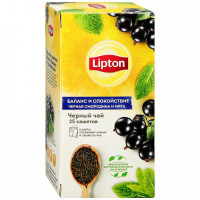 Чай Lipton Баланс и спокойствие черный с черной смородиной и листьями мяты 25 пакетиков по 1.48 г