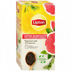 Чай Lipton Заряд бодрости черный с ароматом грейпфрута и розмарином 25 пакетиков по 1.48 г