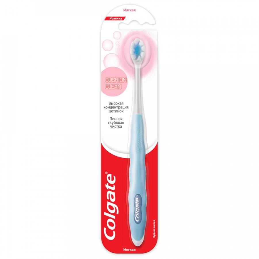 Зубная щетка Colgate Cushion Clean мягкая голубая