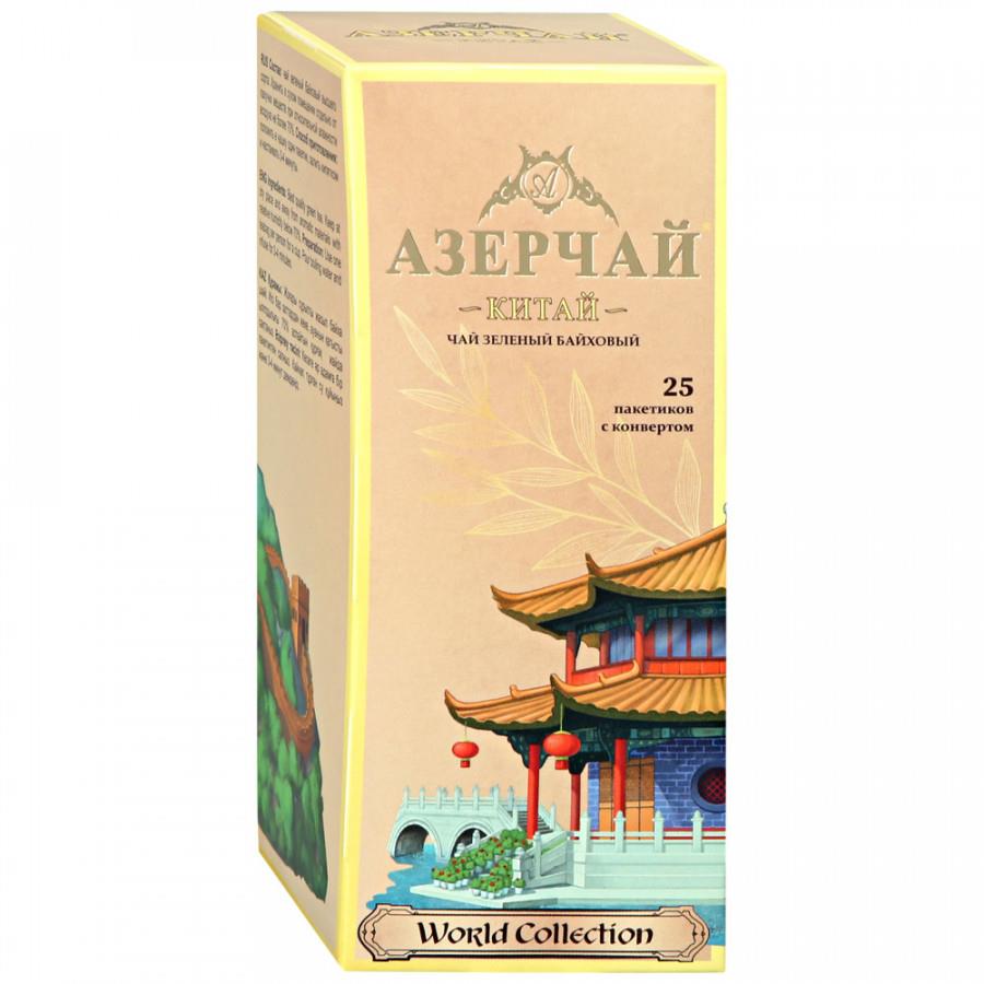 Чай Азерчай World collection Китай зеленый байховый 25 пакетиков по 1.8 г