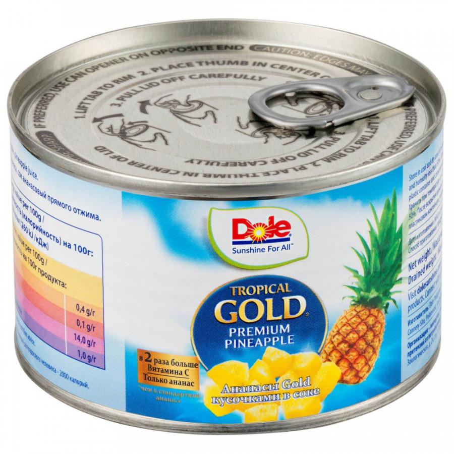 Ананасы Dole Gold кусочки в соке 227 г