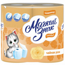 Туалетная бумага Мягкий Знак Comfort Чайная роза 2-слойная 4 рулона