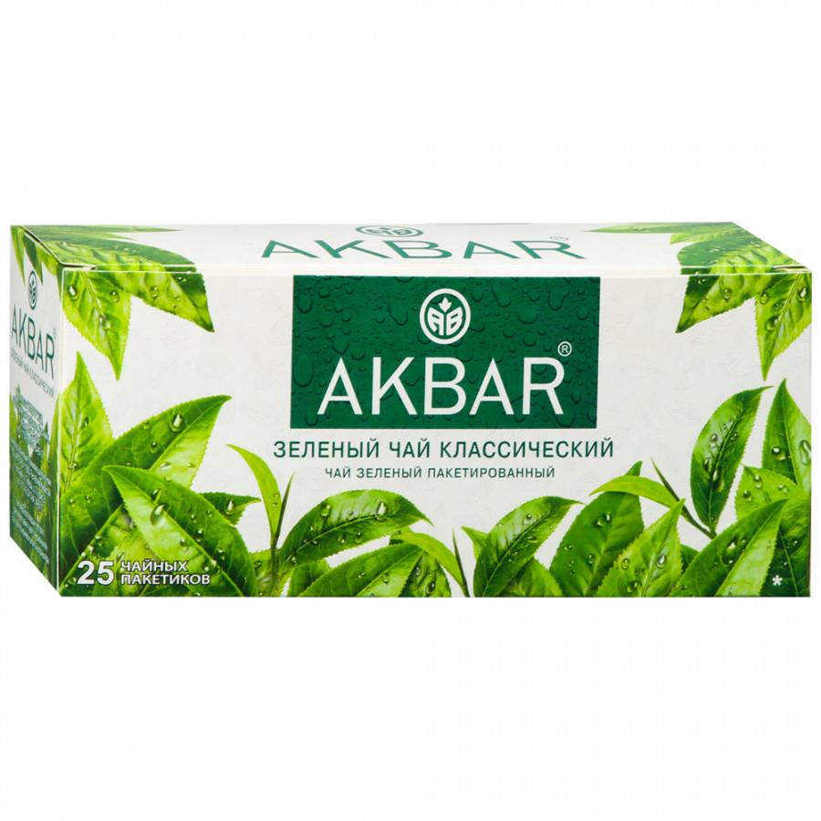 Чай Akbar зеленый байховый китайский мелкий 25 пакетиков по 2 г