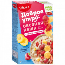 Каша овсяная Увелка быстрого приготовления с бананом и клубникой 5 штук по 40 г