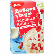 Каша овсяная Увелка быстрого приготовления с малиной и сливками 5 штук по 40 г
