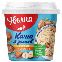 Каша Увелка быстрого приготовления 5 злаков с медом и орехами стакан 40 г