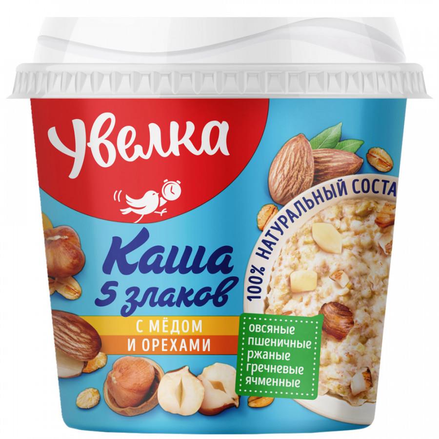Каша Увелка быстрого приготовления 5 злаков с медом и орехами стакан 40 г