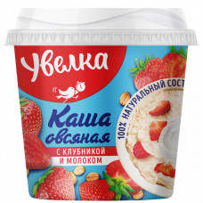 Каша овсяная Увелка быстрого приготовления с клубникой и молоком стакан 40 г
