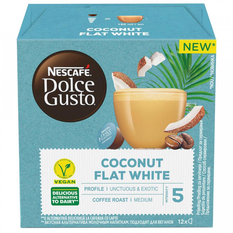 Кофе в капсулах кокосовый Флэт Уайт Nescafe Dolce Gusto на растительной основе 12 штук
