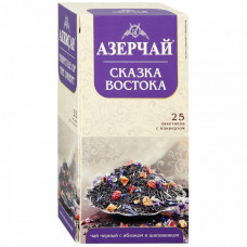 Чай Азерчай черный байховый с яблоком и шиповником Сказка востока 25 пакетиков по 1.8 г
