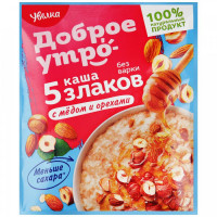 Каша Увелка быстрого приготовления 5 злаков с медом и орехами 40 г