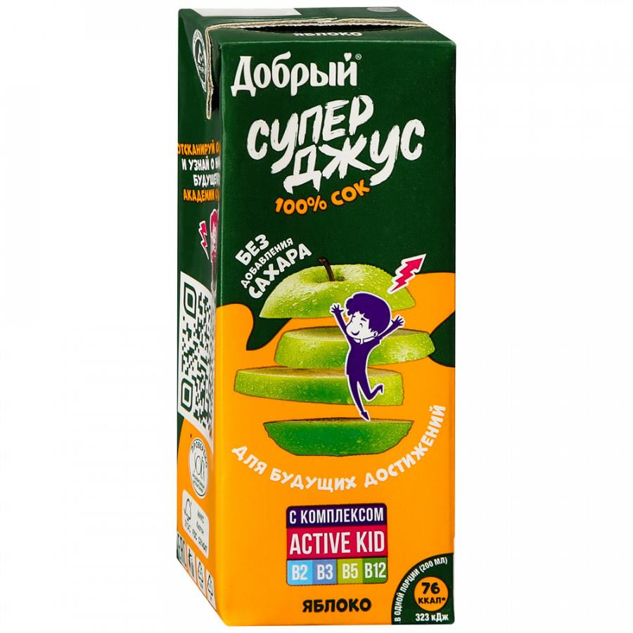 Сок Добрый яблочный Active kid обогащенный витаминным комплексом 0.2 л