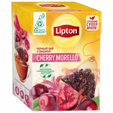 Чай Lipton Cherry Morello черный с кусочками вишни 20 пирамидок по 1.7 г Чай Lipton Cherry Morello черный с кусочками вишни 20 пирамидок по 1.7 г