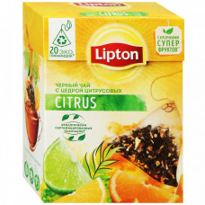 Чай Lipton Citrus черный с цедрой цитрусовых 20 пирамидок по 1.8 г Чай Lipton Citrus черный с цедрой цитрусовых 20 пирамидок по 1.8 г