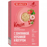 Каша овсяная Makfa цельнозерновая быстрорастворимая с земляникой, клубникой и йогуртом 200 г